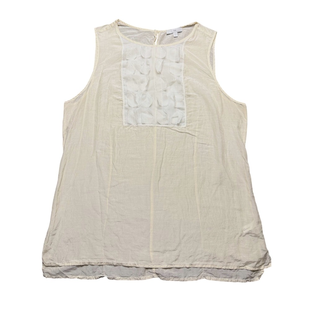 Gap Silk Cotton Ruffle Tank Top Cream Sleeveless Large